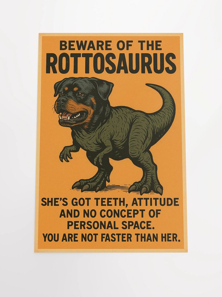 Beware of the Rottosaurus WARNING POSTER (SHE VERSION) product image (1)