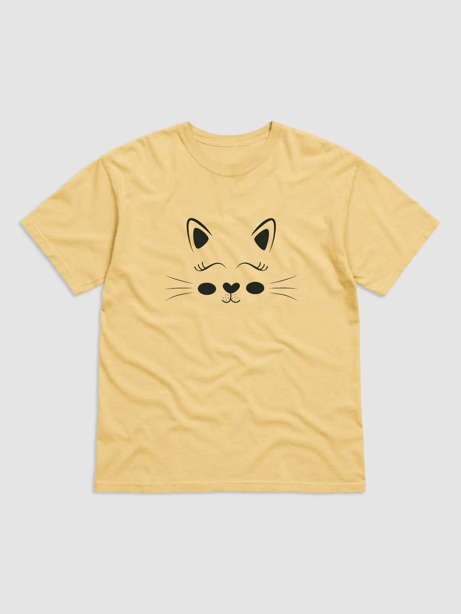 Cute Cat Face Design Garment-Dyed Heavyweight T-Shirt, Unisex T-Shirt product image (2)