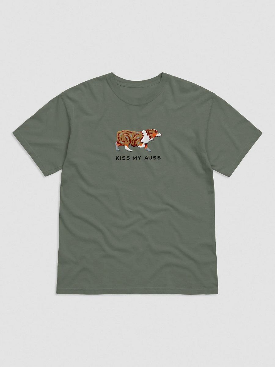 Kiss My Auss T-Shirt(Embroidered) of an Australian Shepherd(Red Merle) product image (4)