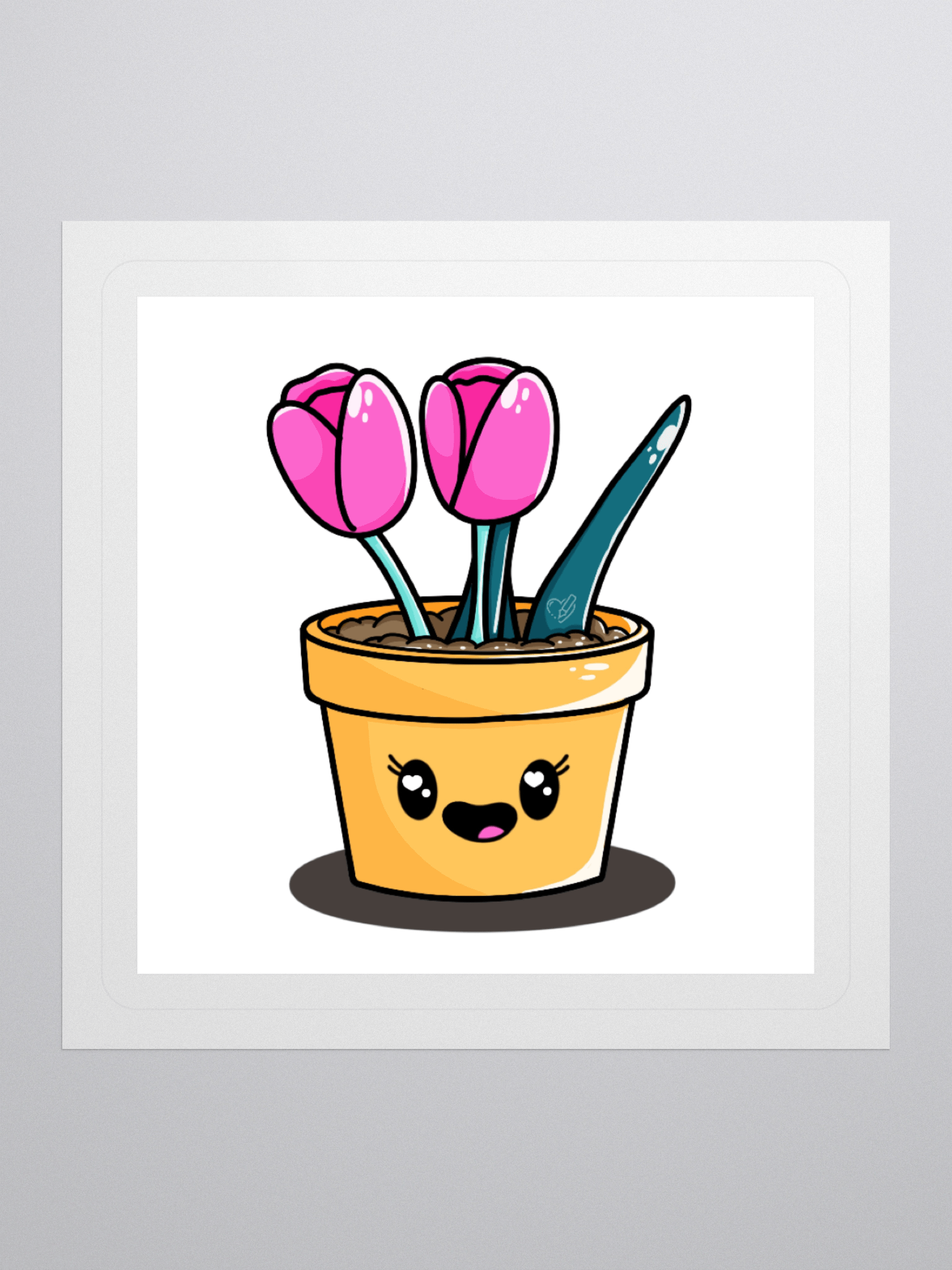Cute Tulip Potted Plant Kiss Cut Sticker product image (1)