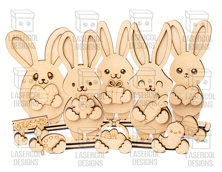 Easter Bunny Set (2 Sizes, 5 Styles)- Laser Cut Files product image (2)