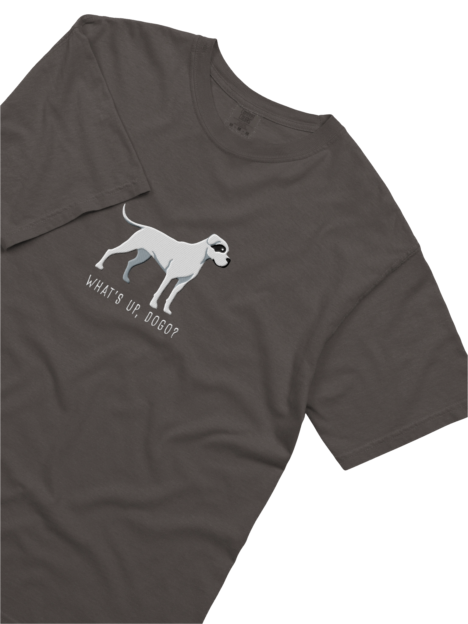 What's Up, Dogo? T-Shirt(Embroidered) of a Dogo Argentino(Black & White) product image (24)