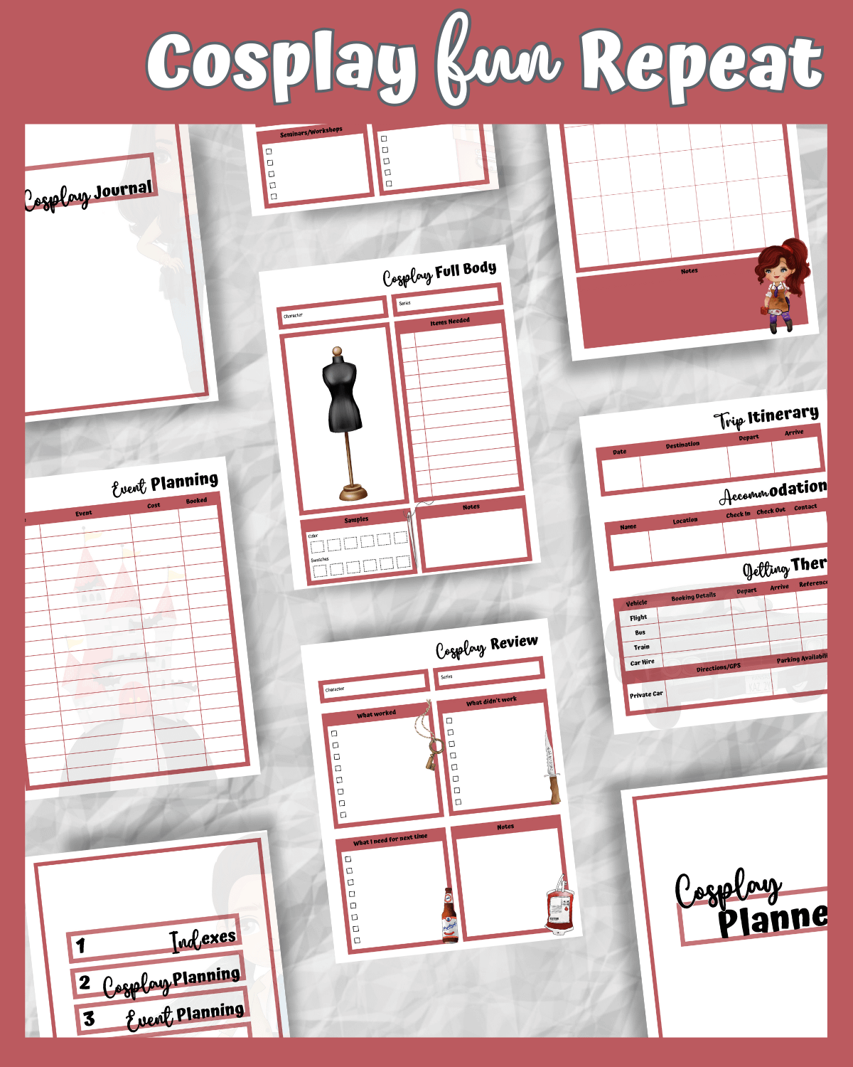 Monster Hunter Cosplay Planner – Red Edition | 54-Page Printable PDF product image (6)