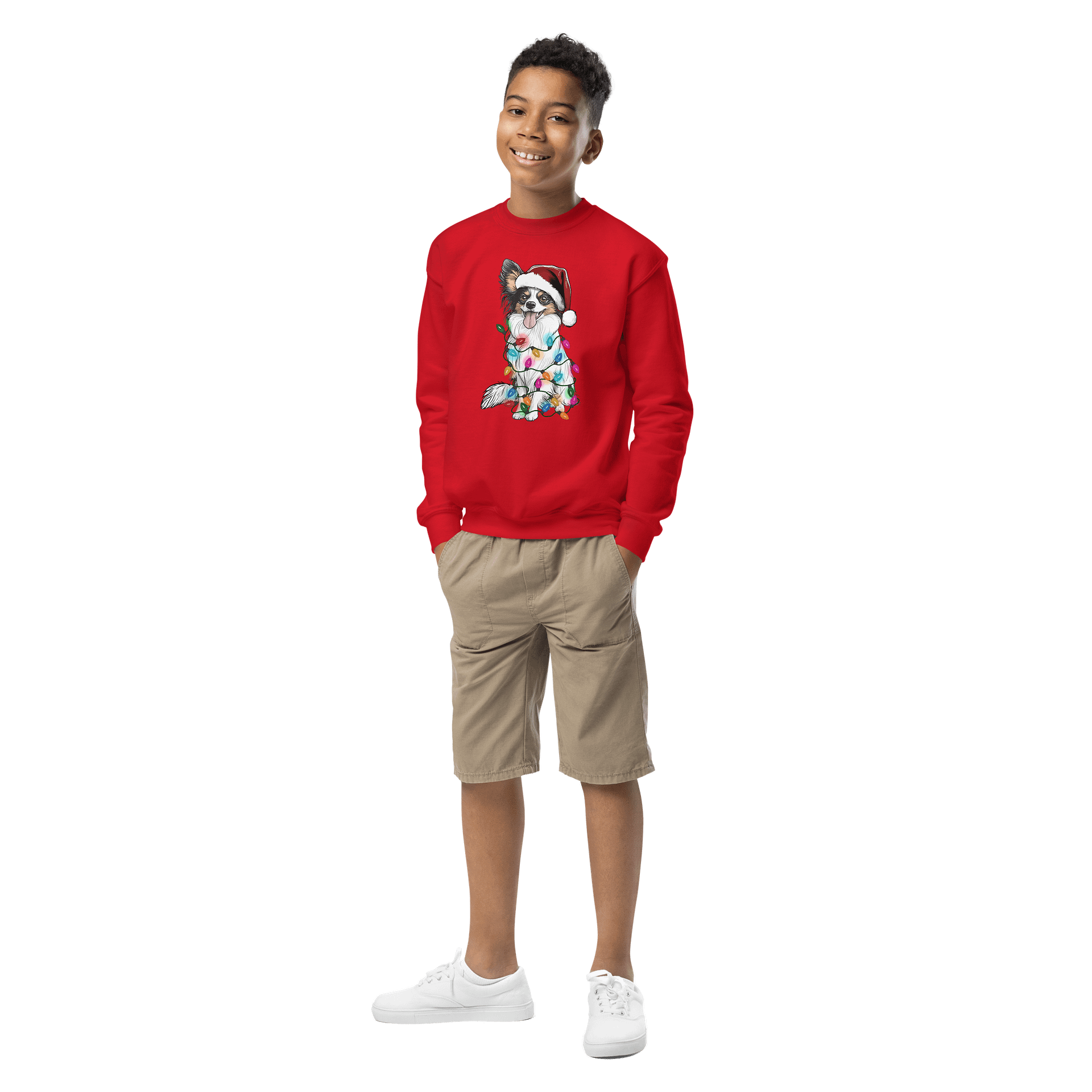 Funny Christmas Papillon(Tricolor) Youth Sweatshirt product image (3)