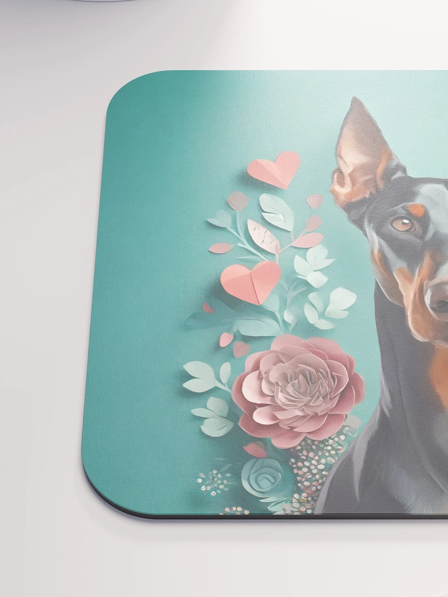 Doberman and paper flowers Mouse Pad product image (2)