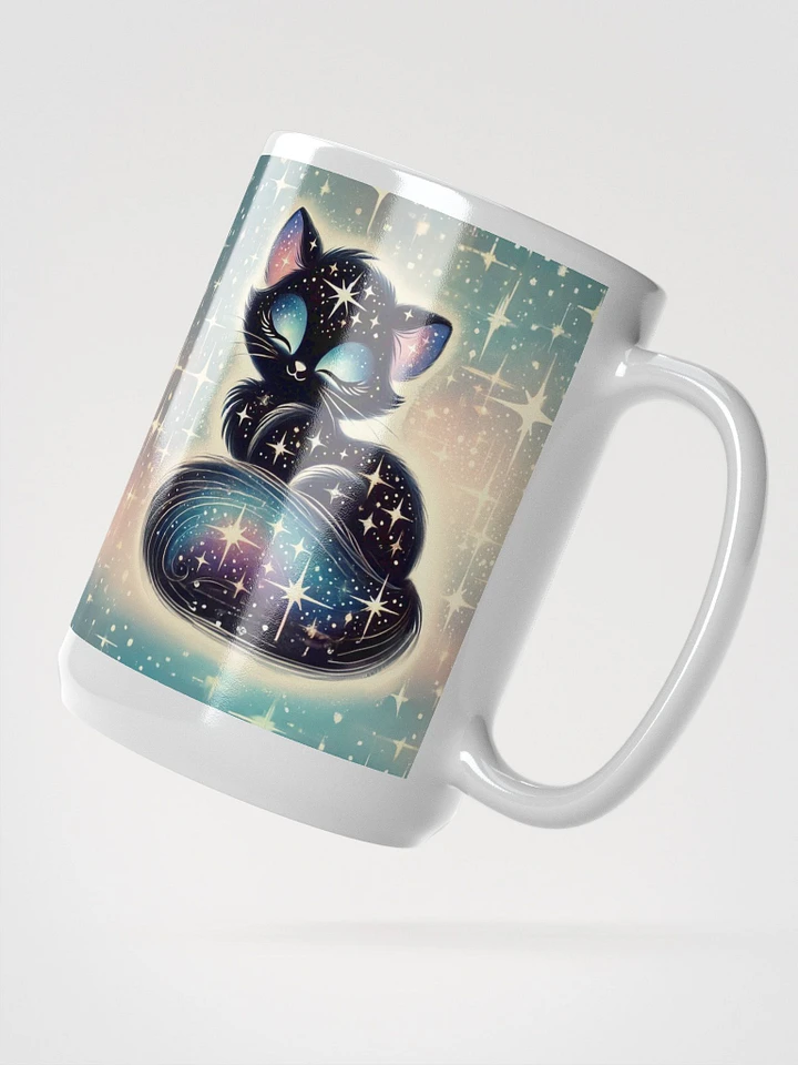 Celestial Kitty Cat - Glossy Black Mug product image (2)