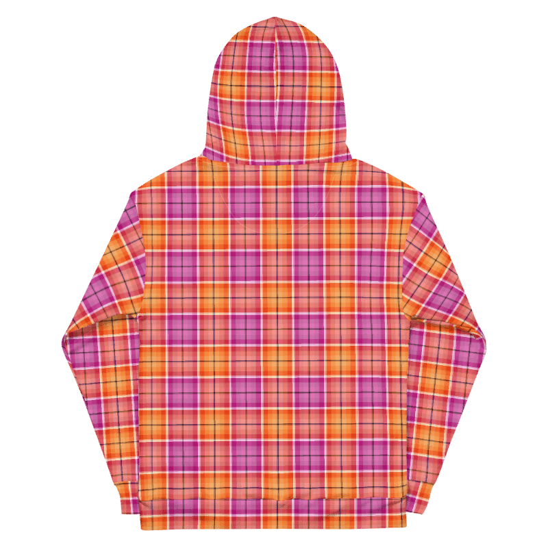 Bright Orange and Pink Plaid Hoodie product image (7)