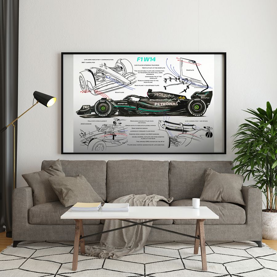 DIGITAL Mercedes W14 technical, Lewis Hamilton and George Russell, F1, Formula-1, F1 Posters, F1 Art, Formula 1 Wall Art, Gifts for Him, Motorsport product image (3)