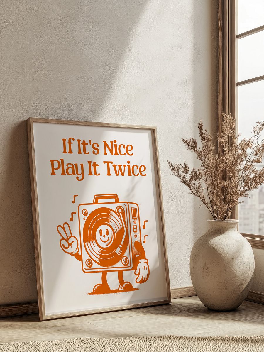 If It's Nice Play It Twice Vinyl Player Mascot Retro Art Print product image (3)