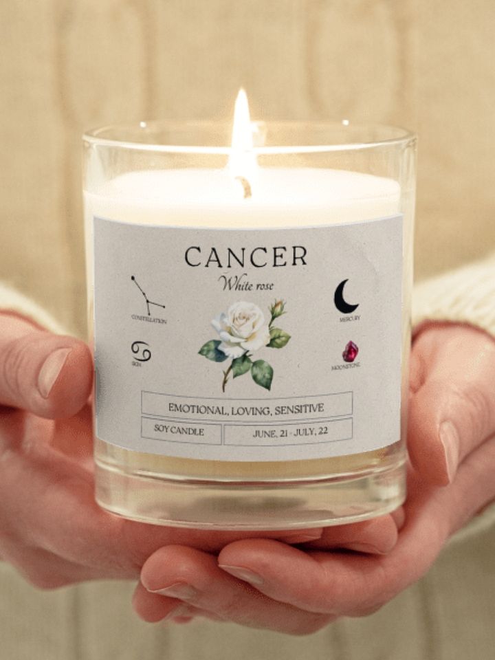 Cancer Birth Month Flower Birthstone Vegan Soy Wax Candle product image (1)