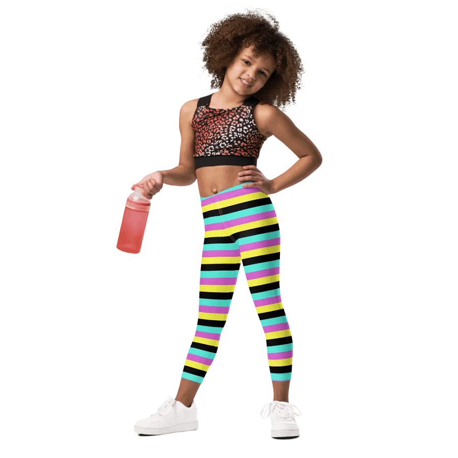 Colorful Spring Leggings for Girls with fun stripes, light, Leopard Collection product image (1)