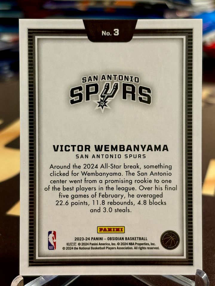 2023-24 Panini Obsidian Victor Wembanyama BLACK Colorblast SSP Case Hit product image (2)