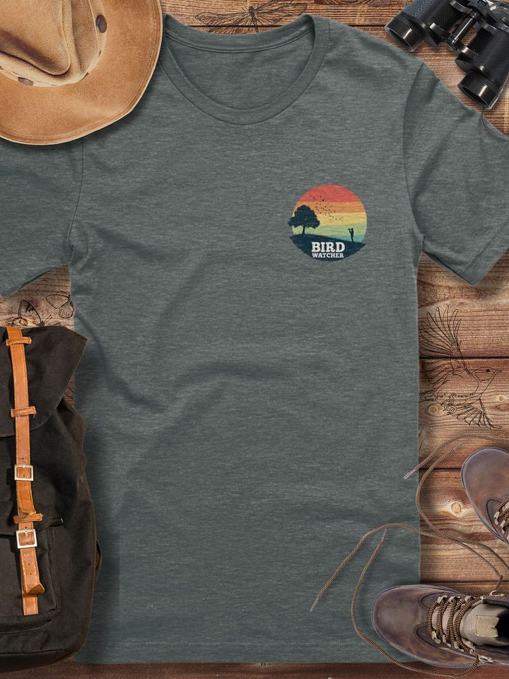 Bird Watching Shirt, Retro Sunset Nature Tee, Ornithologist Gift, Vintage Birdwatcher T-Shirt, Wildlife Lover T-shirt product image (1)