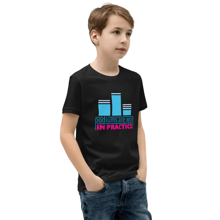 Podiums Are Won In Practice Kids Tee: Blue & Pink product image (4)