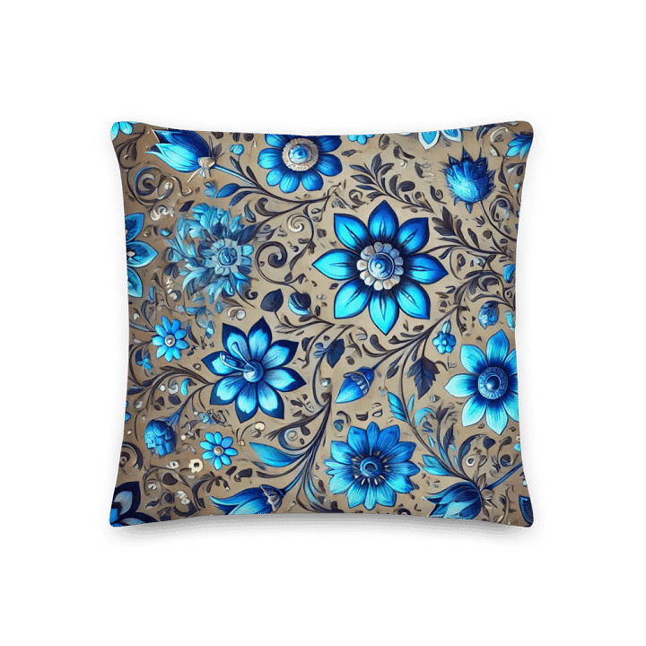 Blue Floral Symphony Premium Pillow product image (2)