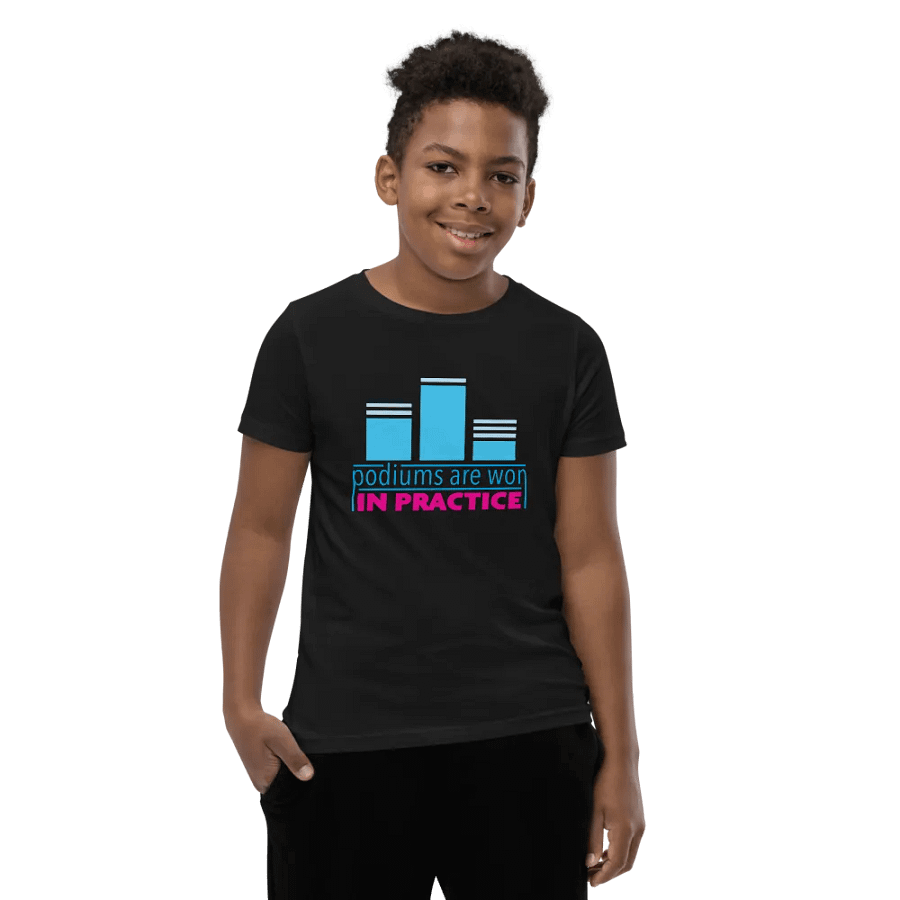 Podiums Are Won In Practice Kids Tee: Blue & Pink product image (6)