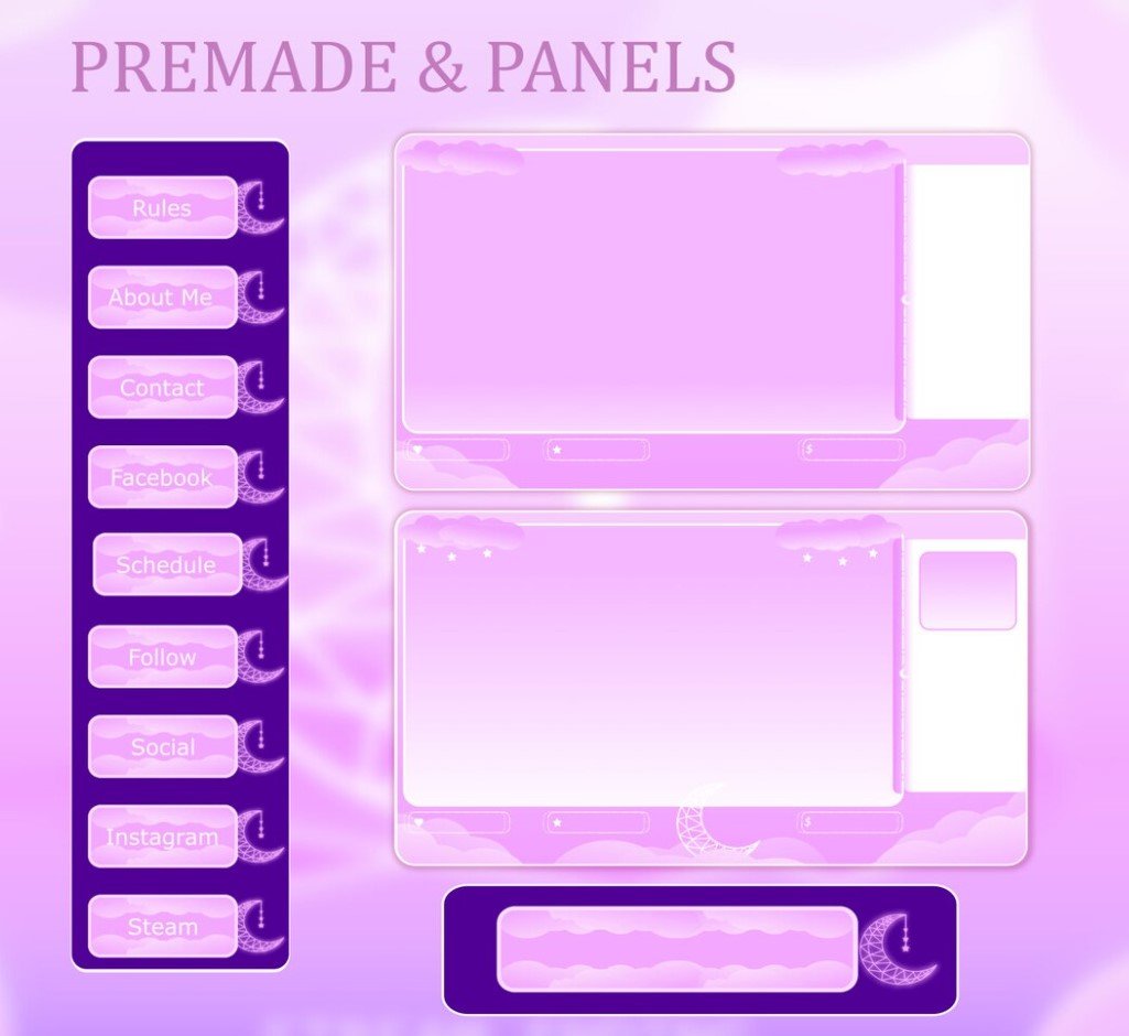 Pink Celestial Vtuber Stream Overlay Animated product image (3)