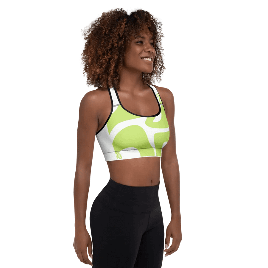 Woman Active Wear Padded Sports Bra Green Abstract product image (6)