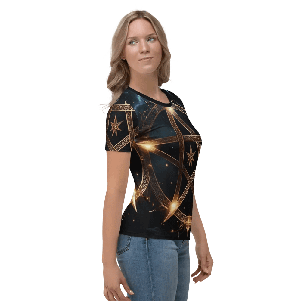 Black and Gold Star Symbology TShirt - all over print product image (8)