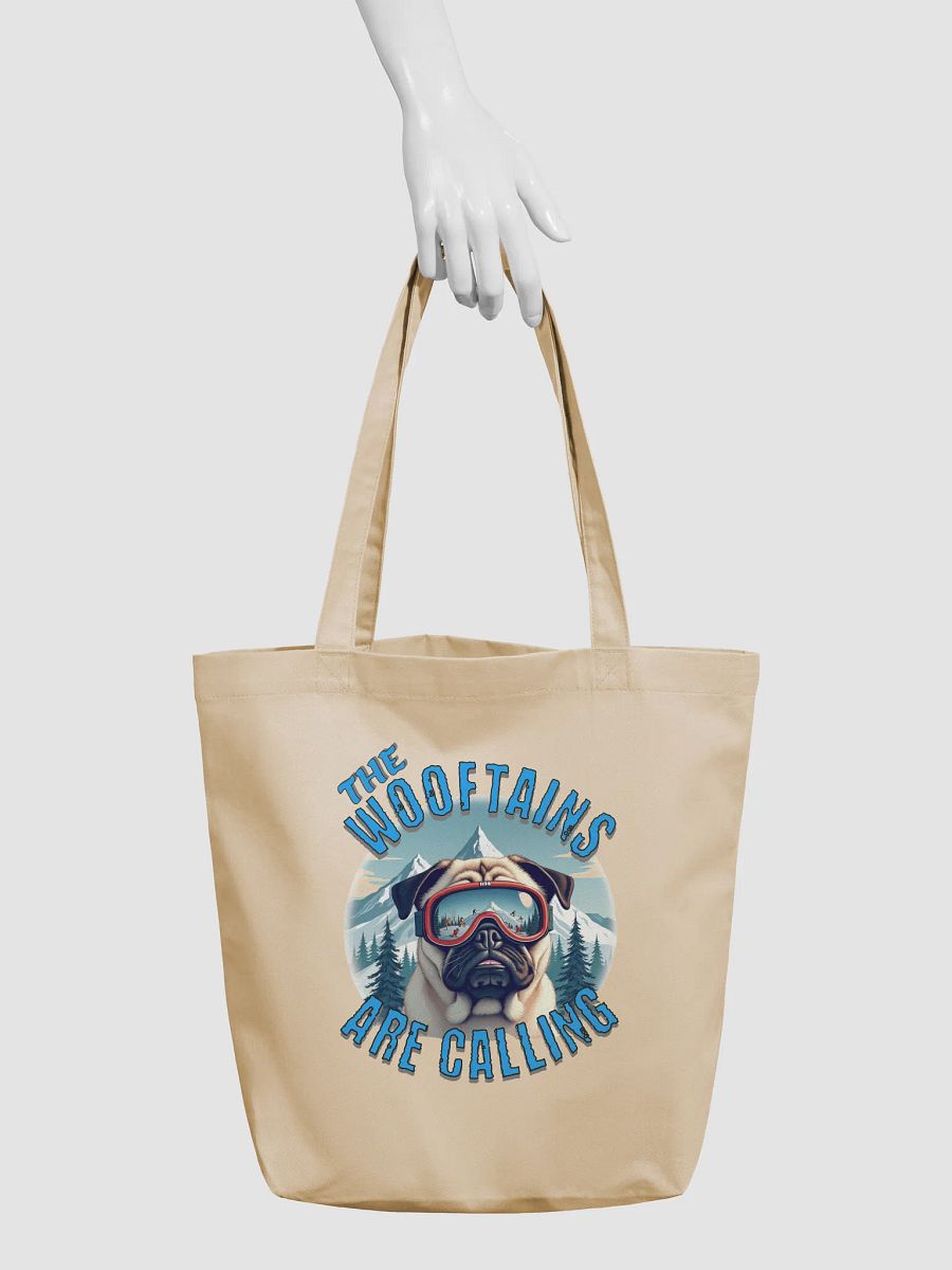The Wooftains Are Calling Dog Pug Skiing Wanderlust Eco Tote product image (6)