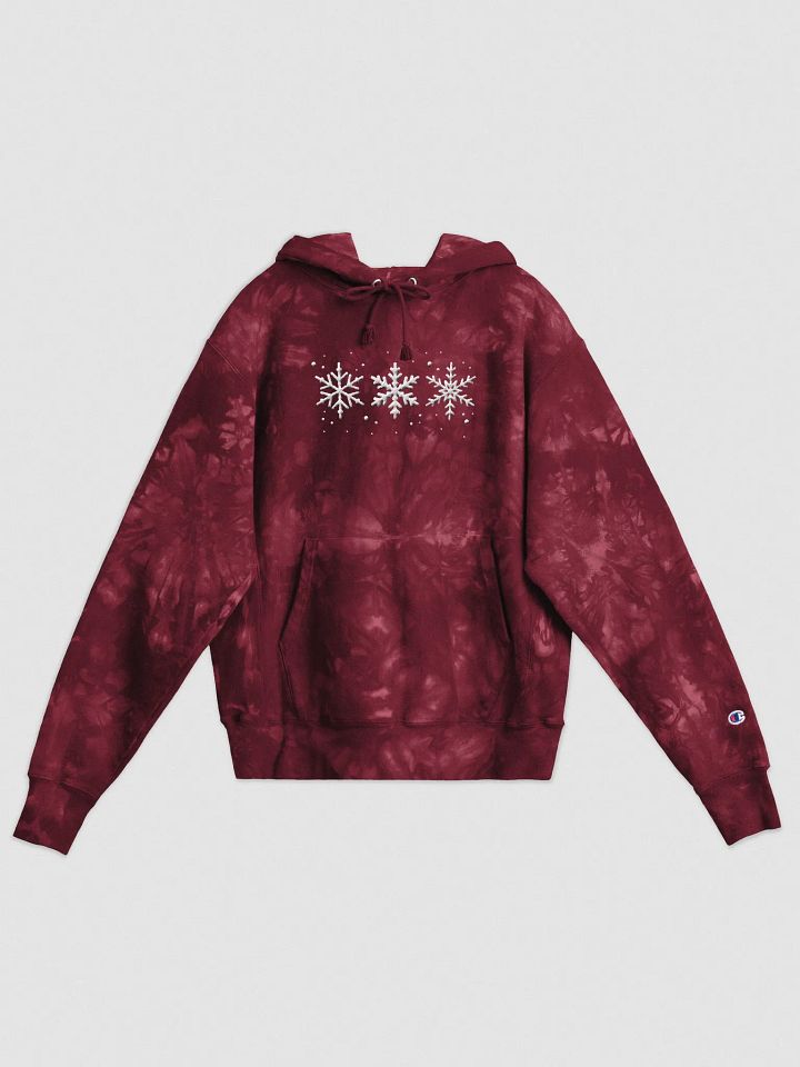 White Snowflakes Embroidered Champion Tie-Dye Hoodie product image (1)