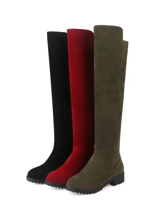 Women's Over The Knee Boots Bock Low Heels Side Zipper Ladies Faux Suede Shoes product image (7)