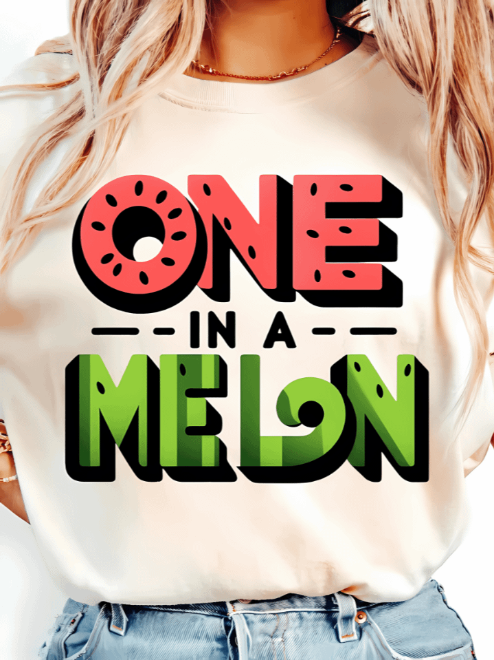 One in a Melon Sublimation PNG – Cute Watermelon Summer Pun Design for T-Shirts & Mugs – 300 DPI Funny Fruit Clipart – Instant Digital Download product image (1)