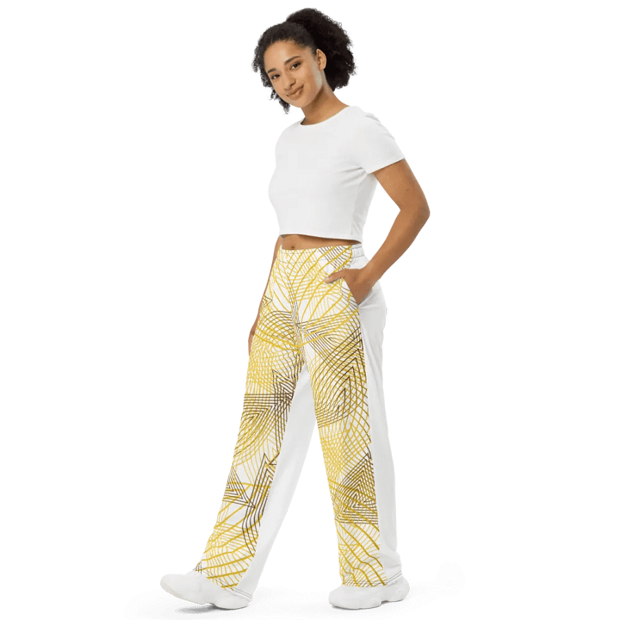 Pants with golden lines and leaf design product image (7)
