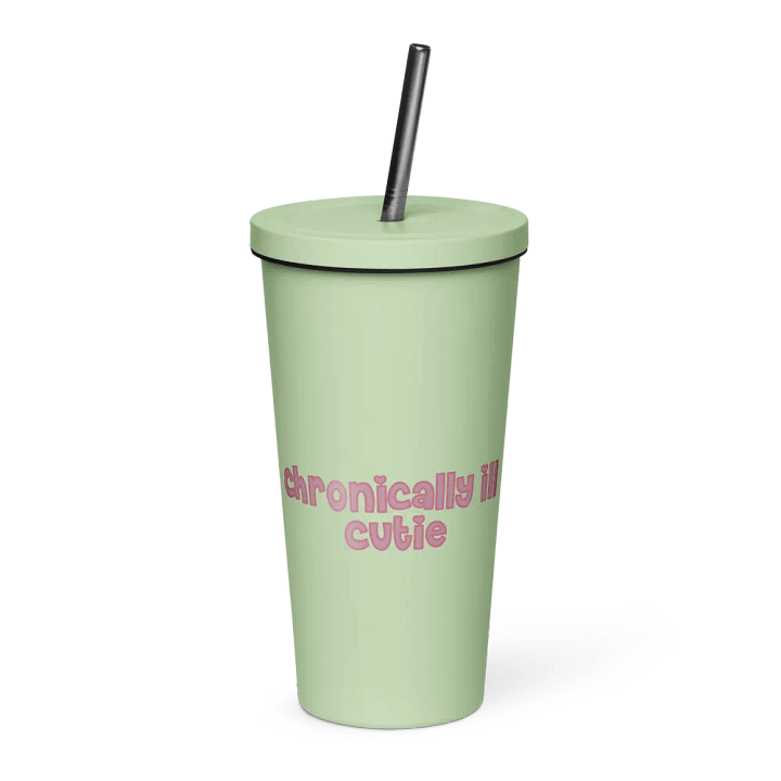 Chroncially Ill Cutie Tumbler with Straw - Mint & Pink product image (1)