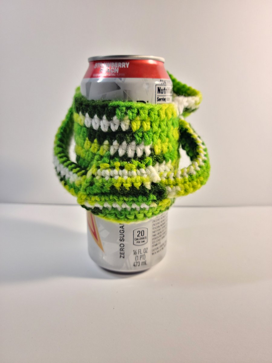 Handmade Crocheted Green Hoodie Drink Cozy product image (1)