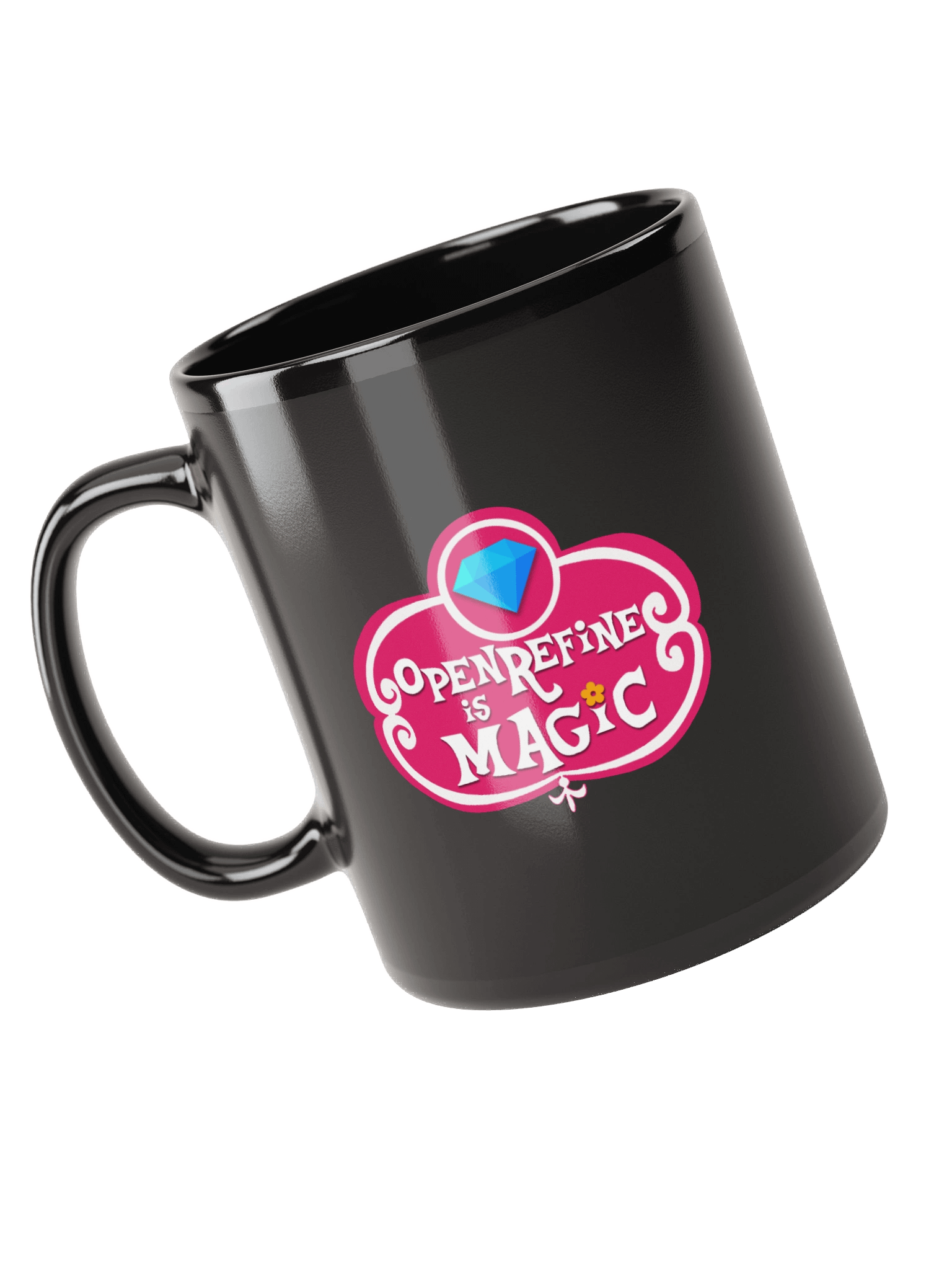 OpenRefine Mug - Black with OpenRefine is Magic logo product image (1)