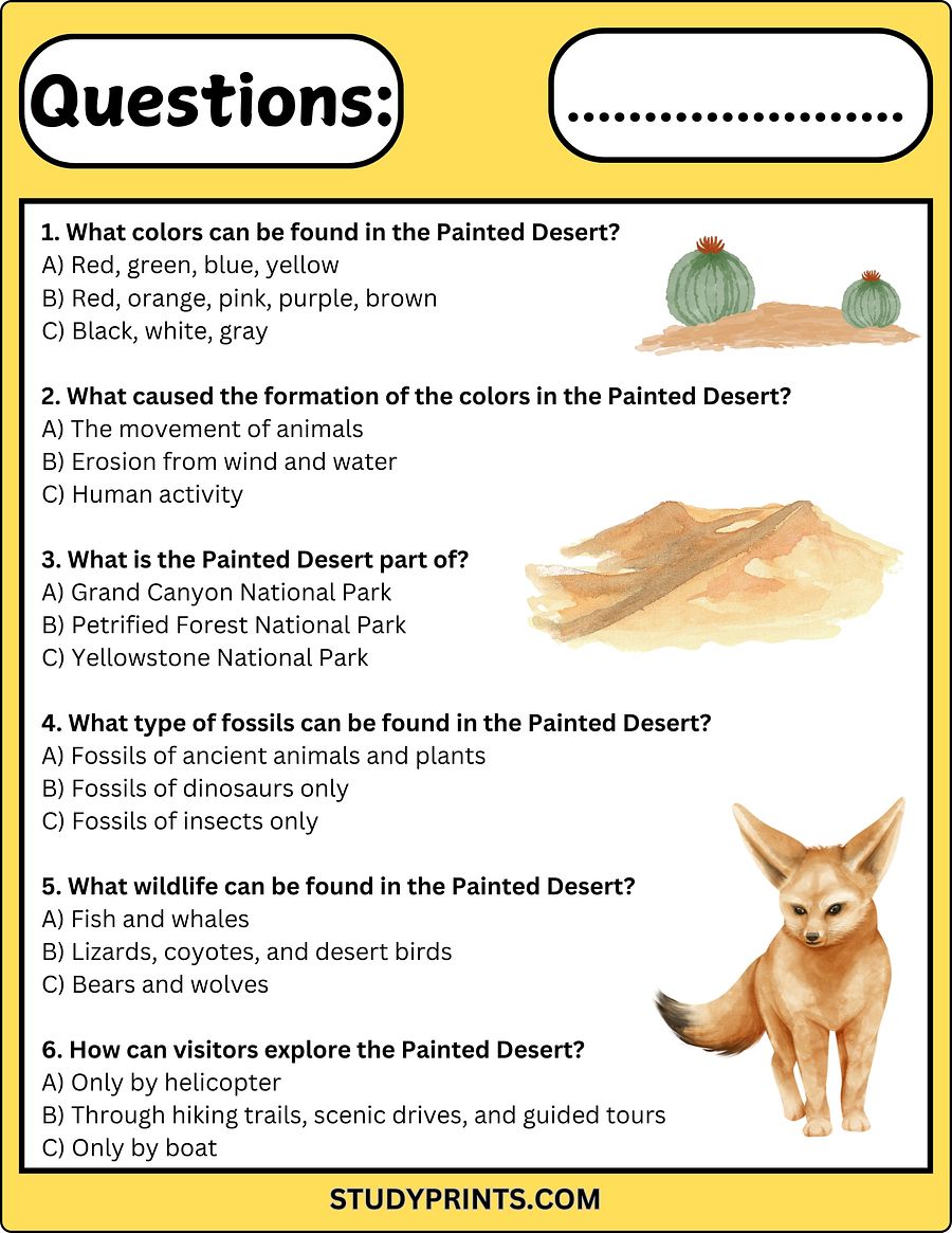 The Painted Desert Reading Comprehension Worksheet product image (3)