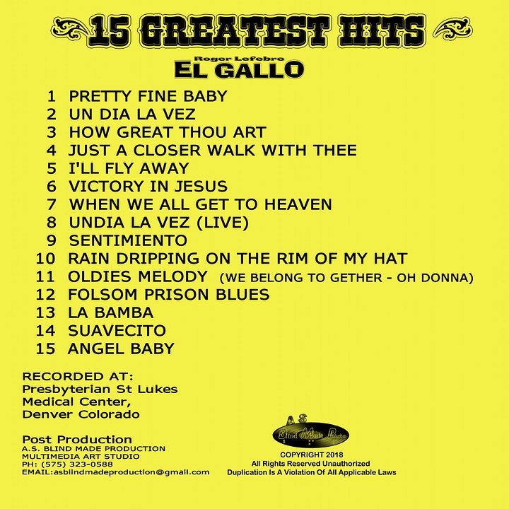 15 GREATEST HITS ROGER LEFEBRE "EL GALLO product image (2)