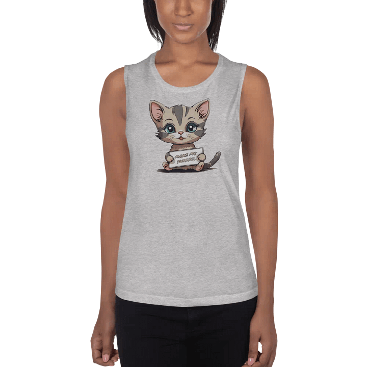 Make me Purrrr flowy muscle tank with cute flirty kitty product image (9)