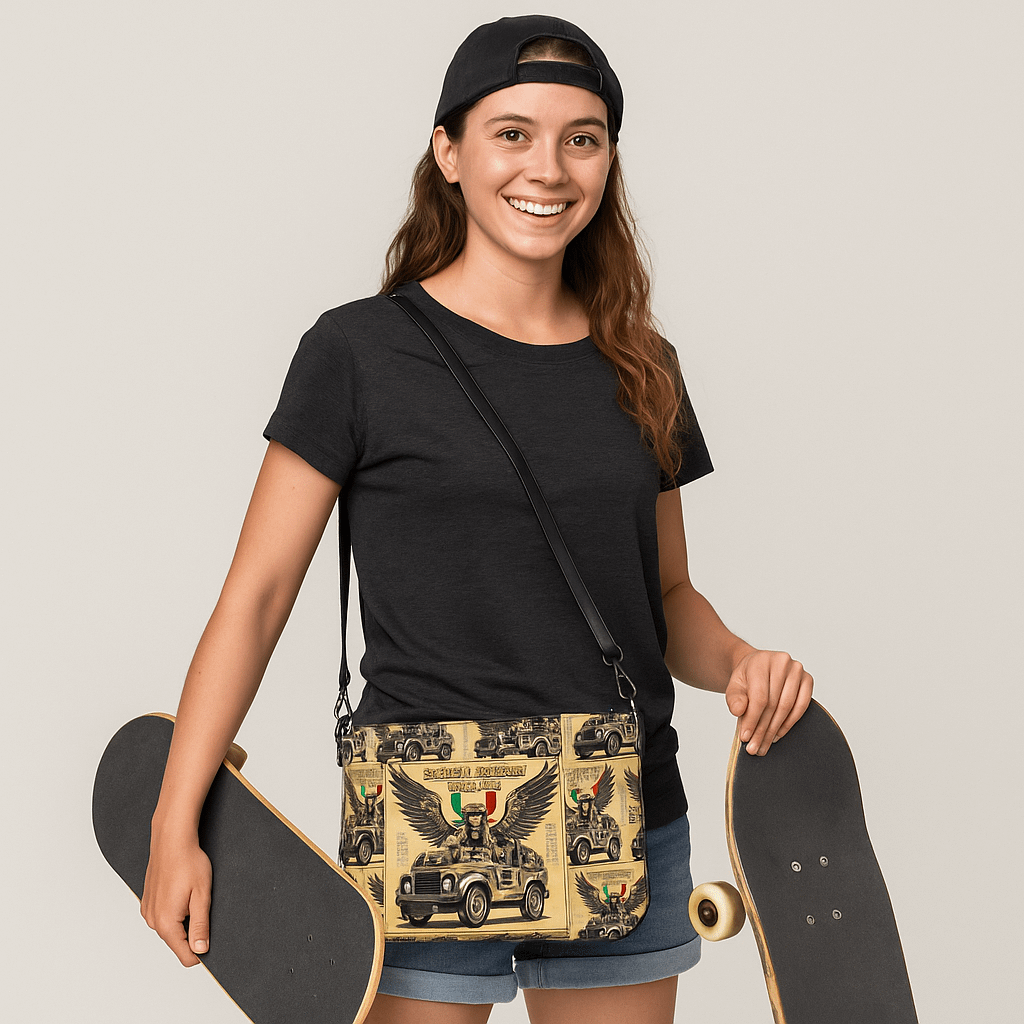 Mel’s Angels Vintage Crossbody Bag – All-Over Print Faux Leather Purse with Strap product image (3)