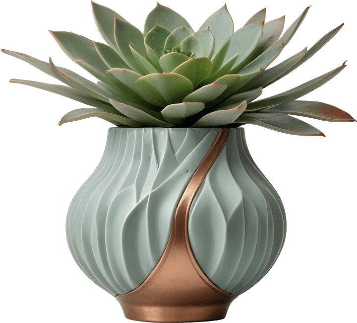 Gatsby Grace – Art Deco Vase with Succulent PNG product image (1)