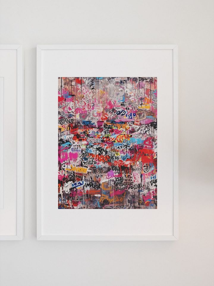Urban Chaos Graffiti Art Print, Abstract Street Art Wall Canvas, Bold Colorful Tagged Wall Artwork, Edgy Contemporary Home Decor Statement product image (1)