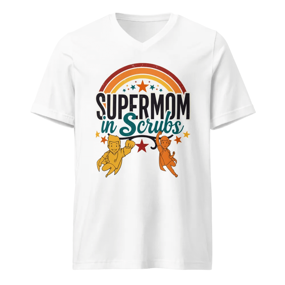 Supermom in Scrubs Rainbow V-Neck Tee product image (1)
