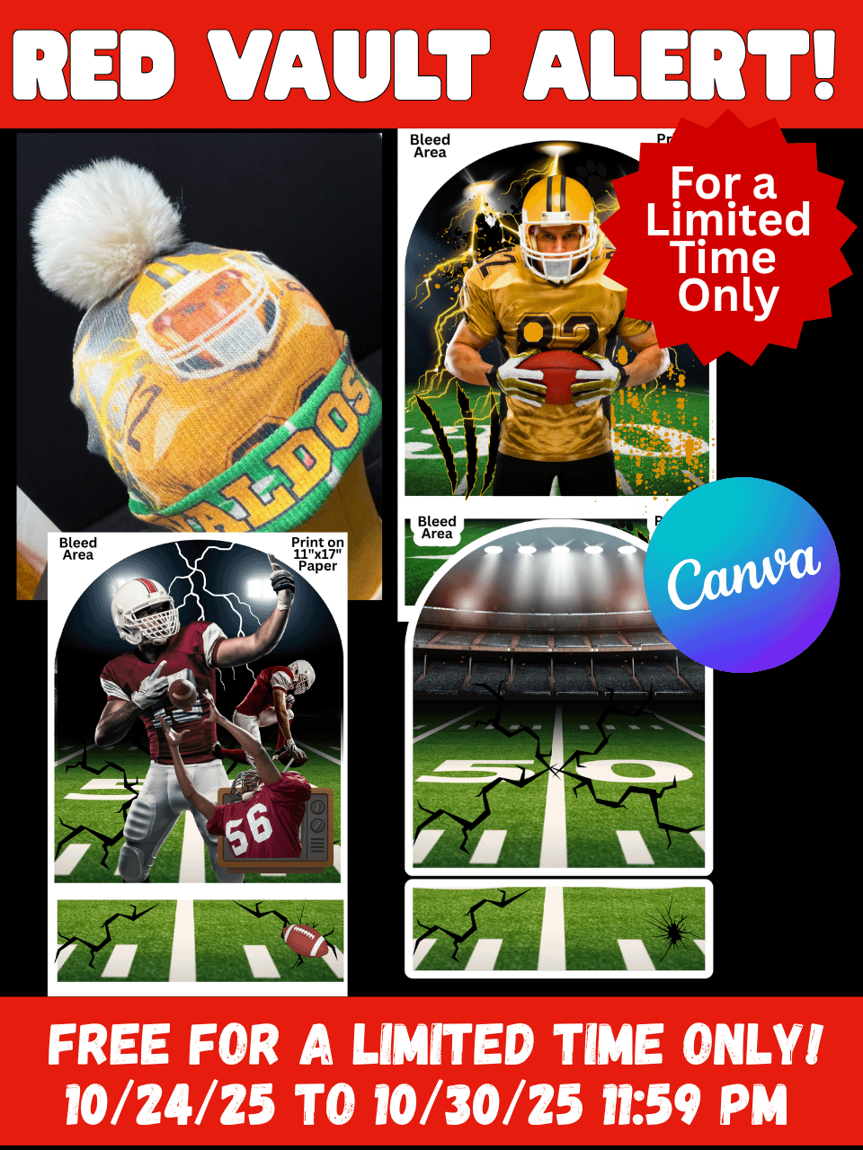 DT Pom Pom Knitted Cap Templates - Football Theme - Editable in Canva product image (1)