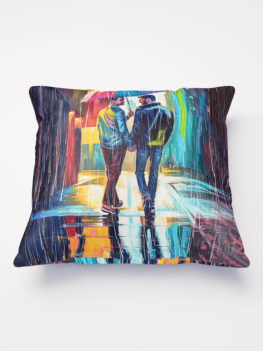 Gay Couple In The Rain – Colorful Two Hearts Throw Pillow product image (2)