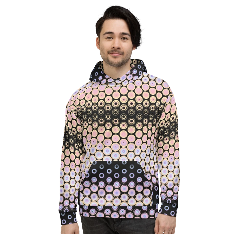Abstract Circular Pink and Black Unisex All Over Print Hoodie product image (12)