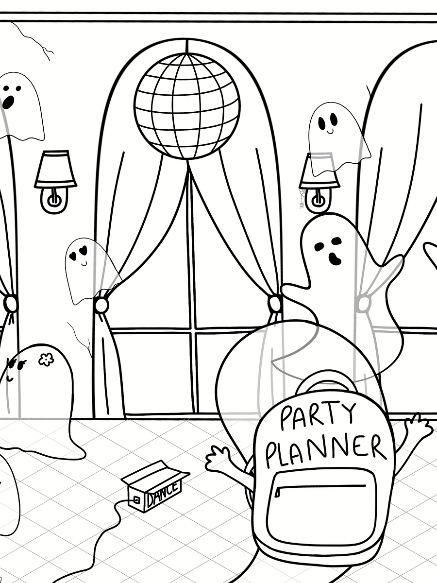 Ghost Party Coloring Page product image (1)