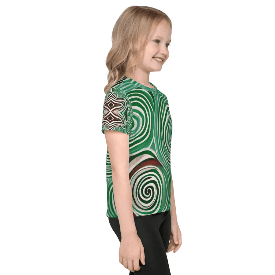 Funky Cool Green Liquid Tie-Dye Kid's and Toddler's Crew Neck T-shirt product image (8)