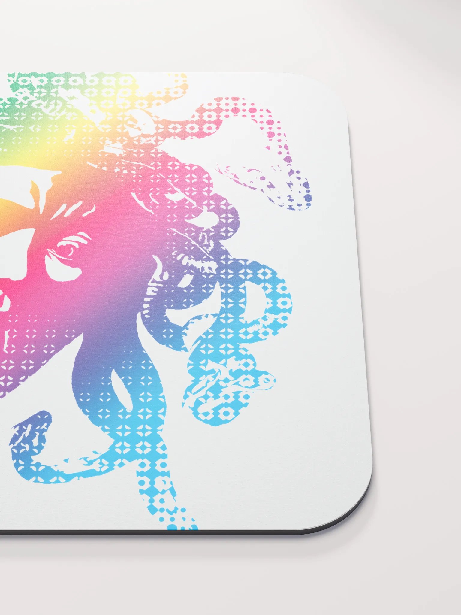 Rainbow Halftone Medusa on White CloseUp - Mouse pad product image (5)