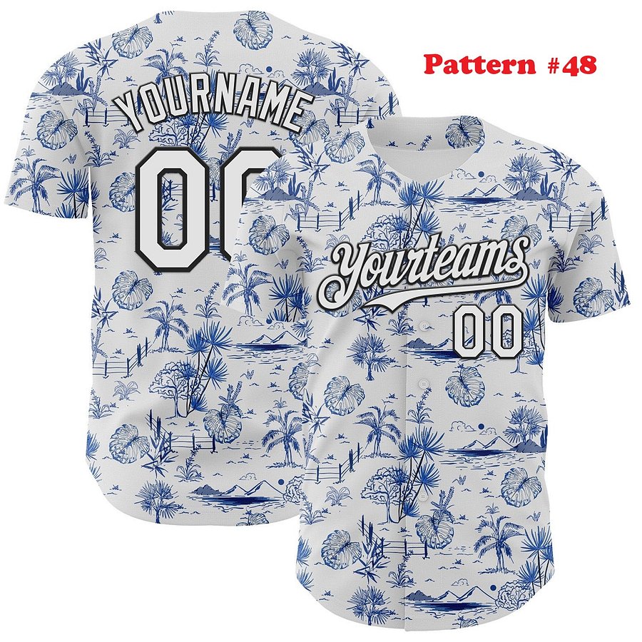 Authentic Baseball Jersey, Custom Baseball Jersey, Personalized Sport Jersey, Hawaiian Multi Colorful, Summer Palm Coconut Ocean product image (12)