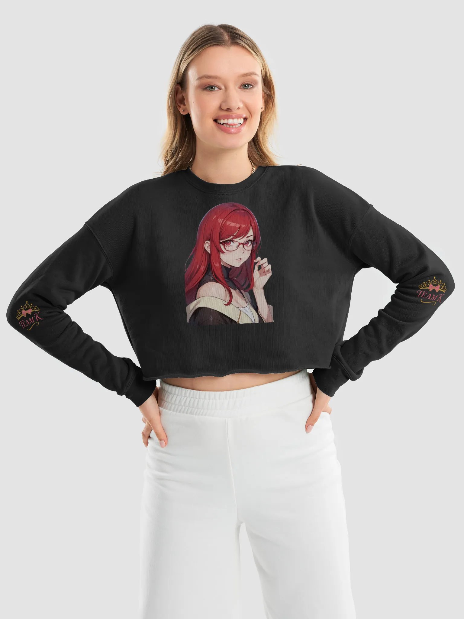 (Red WAIFU) K Crop Sweatshirt product image (9)