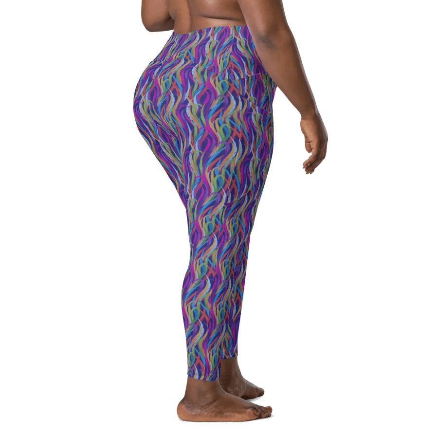 leggings with pockets in modern design with blues, pink and turquoise colors up to 6Xl size product image (3)
