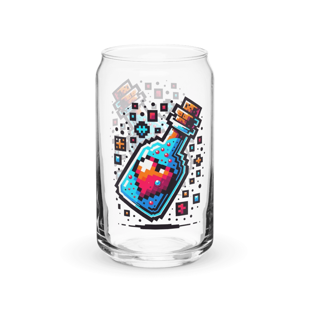 16 oz Double Wall Clear Plastic Tumbler with Pixelated Healing Potion Bottle Art – Featuring Red Heart Icon 💖 product image (1)