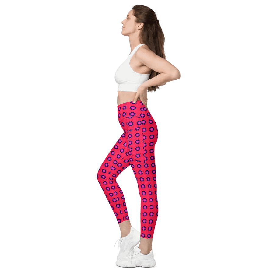 Abstract Red Ladies Leggings (with pockets) product image (12)