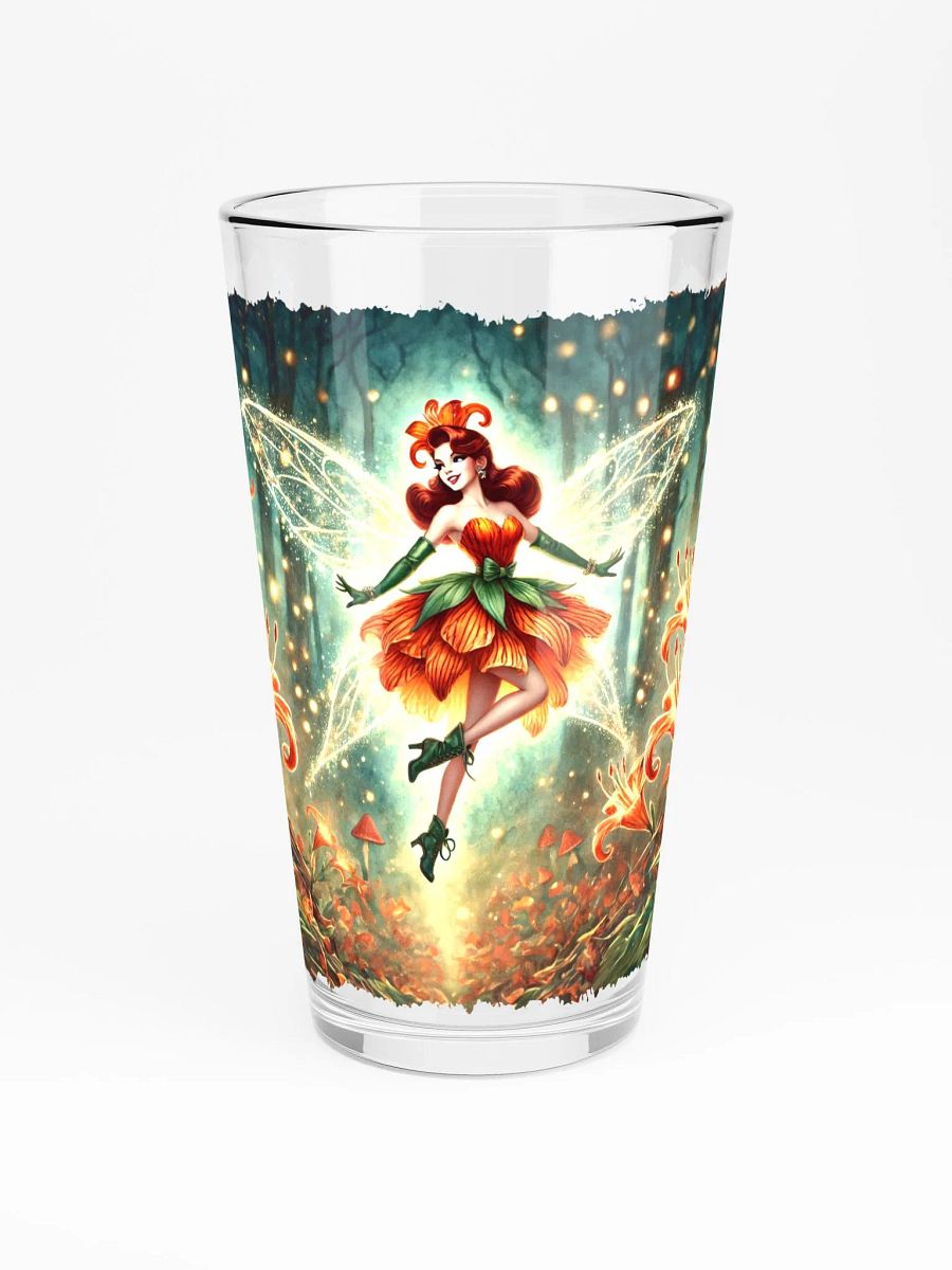 Enchanted Orange Lily Fairy 16 oz Glass - Fairytale Glassware product image (3)